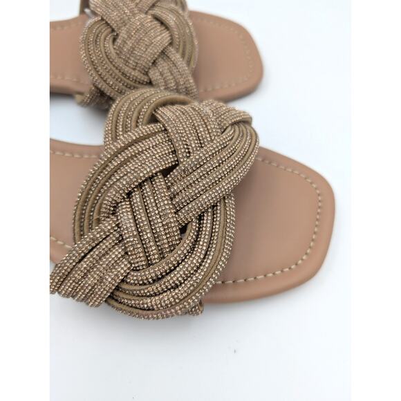 Abound Imani Flat Sandals Rhinestone Slip-On Women's Tan Mocha Size US7.5 - Picture 10 of 10